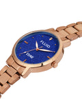 FLUID LUXE Women Crystal Accent Blue Round Analog Watch with Metal Link Bracelet FLuxe-704-BL