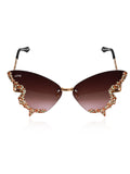 Celebrity Pink Gold-Toned Metal Rimless UV Protected Butterfly Wing Sunglasses For Women CL122GD-PK