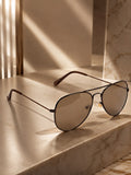 Elite Collection Brown Aviator One Size Metal Adult-Unisex UV Sunglasses-EC295BR