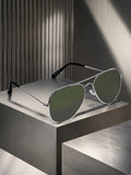 Prime Green Aviator One Size Metal UV Sunglasses-OL155GR