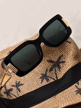 Celebrity Black Plastic and Metal Frame With Black UV Protected Lens Browline Sunglasses for Unisex_LH067-BK