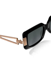 Celebrity Black Plastic and Metal Frame With Black UV Protected Lens Browline Sunglasses for Unisex_LH067-BK