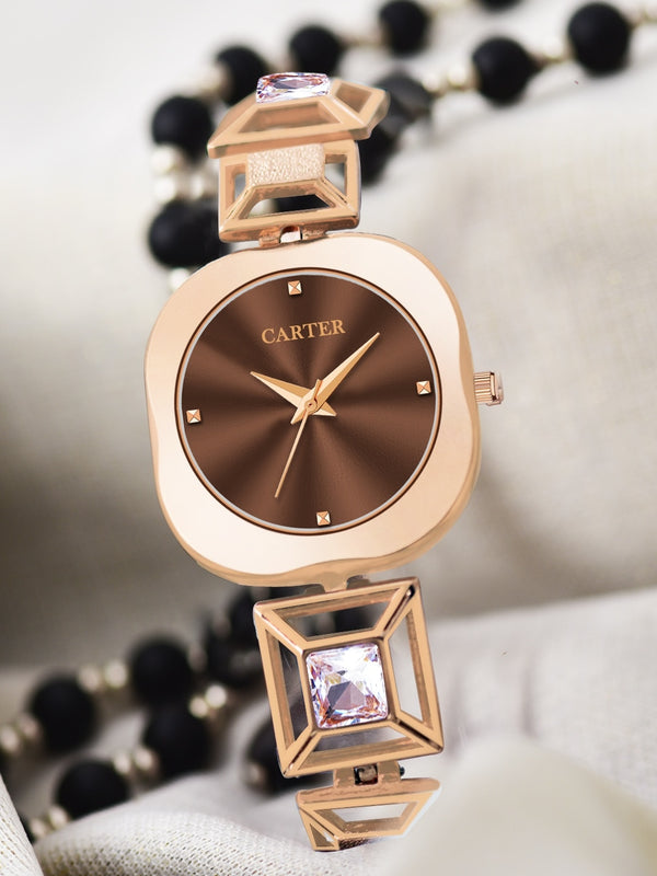 Sandy D Carter Metal Copper Analogue Oval Watches for Women_Sandy D Carter-228-CP