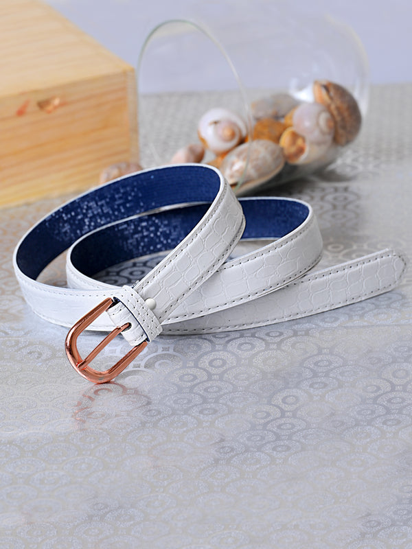 Sandy D Carter Women White Artificial Leather Waist Belt for Jeans & Formal Paint SDC-031-WH