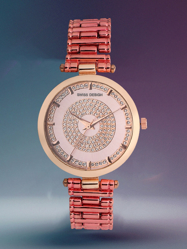 Fluid Rose Gold Stylish Analog Metal Watch For Women SDWatch24-WH6