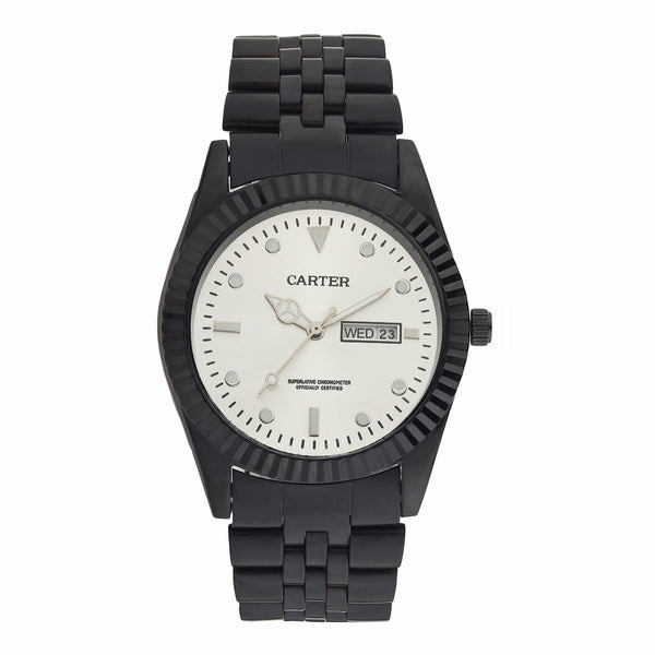 Sandy D Carter Metal Black Analogue Round Watches for Men_SD-Carter-47-BK-WH