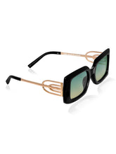 Celebrity Black Plastic and Metal Frame With Grey UV Protected Lens Oversized Sunglasses for Unisex_LH058-BK