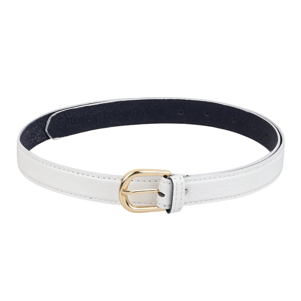 Sandy D Carter Women White Artificial Leather Waist Belt for Jeans & Formal Paint SDC-030-WH