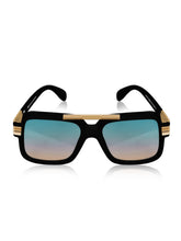 Celebrity Black Plastic and Metal Frame With Green UV Protected Lens Browline Sunglasses for Unisex_LH121-BK