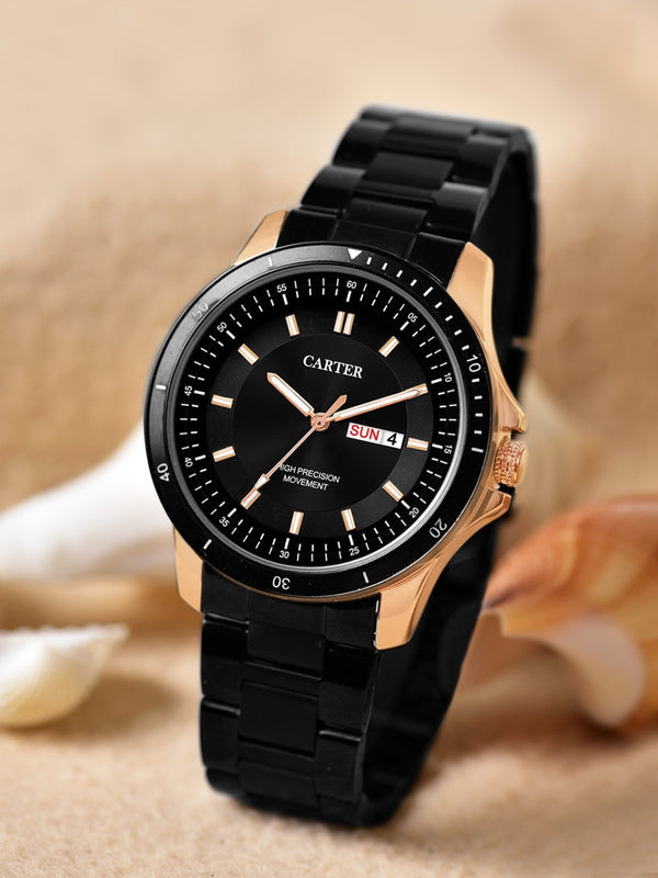 Sandy D Carter Metal Black Analogue Round Watches for Men_Sandy D Carter-182-BK