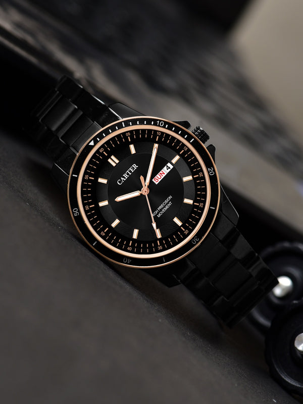 Sandy D Carter Metal Black Analogue Round Watches for Men_Sandy D Carter-173-BK