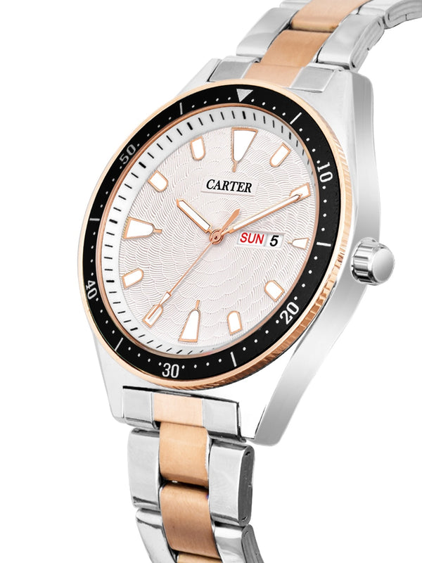 Sandy D Carter Metal Rose Gold Analogue Round Watches for Men_Sandy D Carter-185-RG-SL