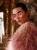 Celebrity Pink Gold-Toned Metal Rimless UV Protected  Heart Crystal Sunglasses For Women CL104PK