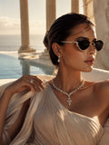 Celebrity Black Gold-Toned Metal Rimless UV Protected  Diamond Wave Sunglasses For Women CL158BK