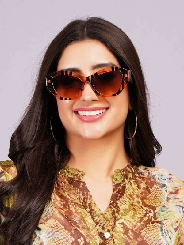 Celebrity Full Rim Brown Plastic Frame With Grey UV Protected Lens Other Sunglasses for Women_9279-3