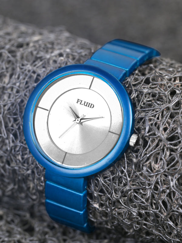 Fluid  Blue Round Metal Strap Analog Watches for Women FLWatch23-004-BL02