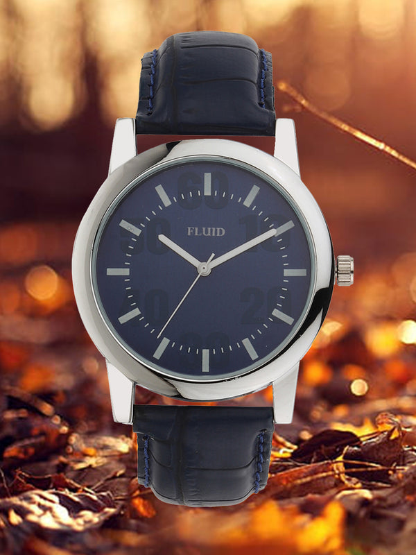 FLUID Blue Leather Strap Watches For Men FLWatch24-785G-BL01