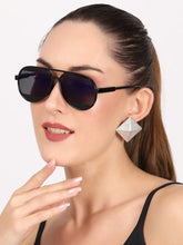 Celebrity Full Rim Black Plastic Frame With Blue UV Protected Lens Avaitor Sunglasses for Men & Women_VO2601