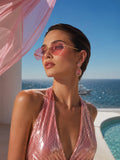 Celebrity Pink Gold-Toned Metal Rimless UV Protected  Luxe Rim Sunglasses For Women CL109PK
