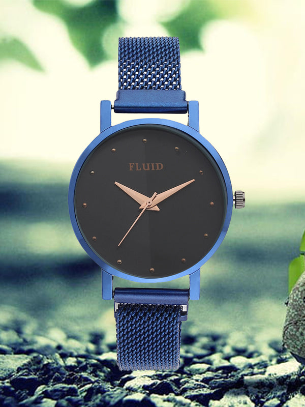 Fluid  Blue Round Allow Strap Analog Watches for Women FLWatch24-Mag-BL-02
