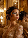 Celebrity Clear Gold-Toned Metal Rimless UV Protected  Crystal Edge Sunglasses For Women CL144TP