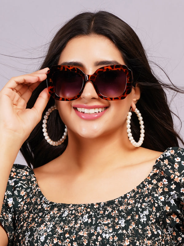 Celebrity Full Rim Brown Plastic Frame With Grey UV Protected Lens Other Sunglasses for Women_9278-3