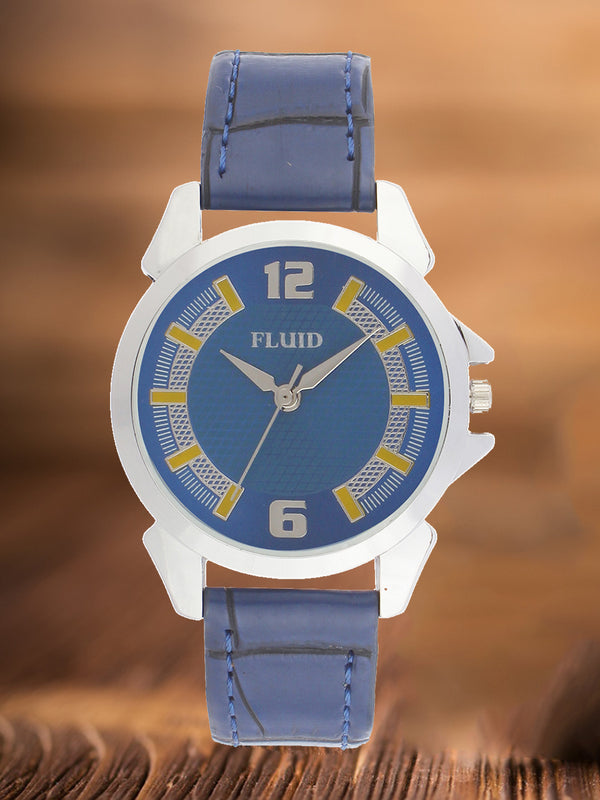 Fluid  Blue Round Leather Strap Analog Watches for Women FLWatch24-743L-BL01
