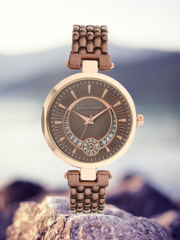 Fluid Cream Stylish Analog Metal Watch For Women SDWatch24-D1