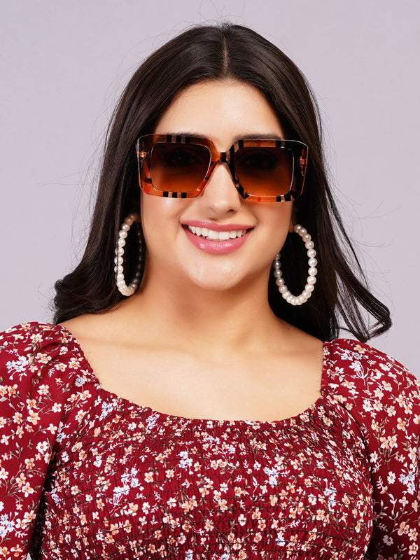 Celebrity Full Rim Brown Plastic Frame With Brown UV Protected Lens Other Sunglasses for Women_9277-5