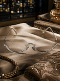 Celebrity Clear Silver-Toned Metal Rimless UV Protected  Crystal Curve Sunglasses For Women CL167TP