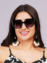 Celebrity Full Rim Black Plastic Frame  With Grey UV Protected Lens Other Sunglasses for Women_9269-1