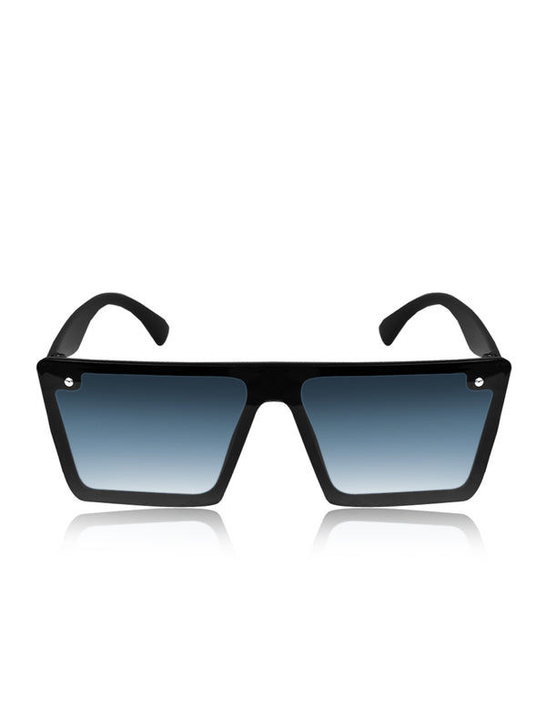 Celebrity Black Rectangular Plastic Sunglasses For Women CLSN25-6087-04
