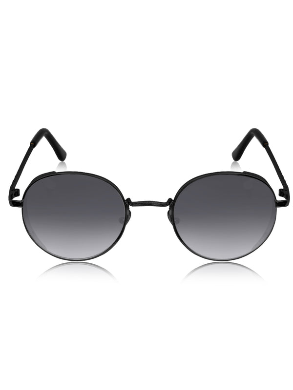Celebrity Full Rim Black Metal Frame With Black UV Protected Lens Round Sunglasses for Women_3447-BK2