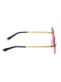 Celebrity Pink Gold-Toned Metal Rimless UV Protected  Butterfly Crystal Sunglasses For Women CL148BK