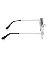 Celebrity Full Rim Blue Metal Frame With Blue UV Protected Lens Round Sunglasses for Women_3447-BL