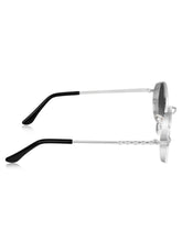 Celebrity Full Rim Black Metal Frame With Grey UV Protected Lens Round Sunglasses for Women_3447-BK1