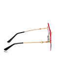 Celebrity Pink Gold-Toned Metal Rimless UV Protected  Star Crystal Sunglasses For Women CL130PK