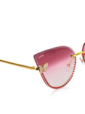 Celebrity Pink Gold-Toned Metal Rimless UV Protected  Butterfly Crystal Sunglasses For Women CL148BK
