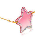 Celebrity Pink Gold-Toned Metal Rimless UV Protected  Star Crystal Sunglasses For Women CL130PK