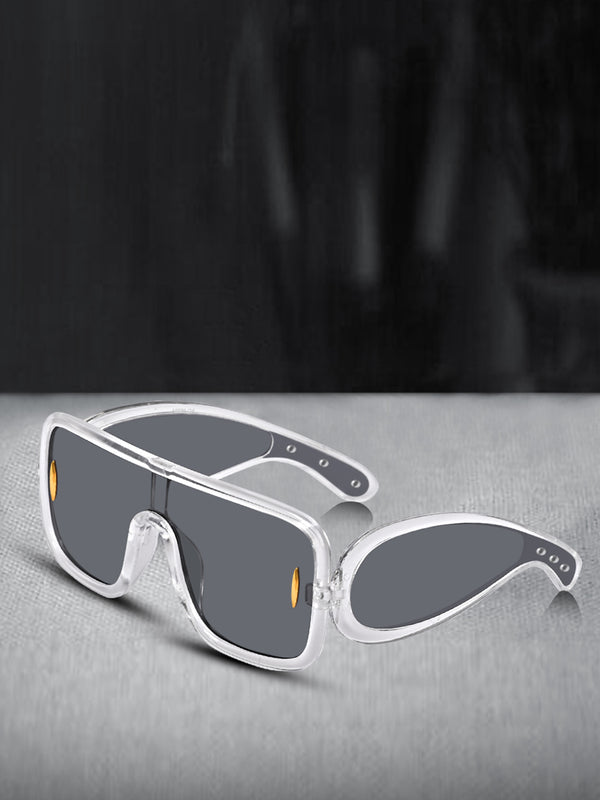 Celebrity White Oversized Plastic Sunglasses For Women CLSN25-86984-03