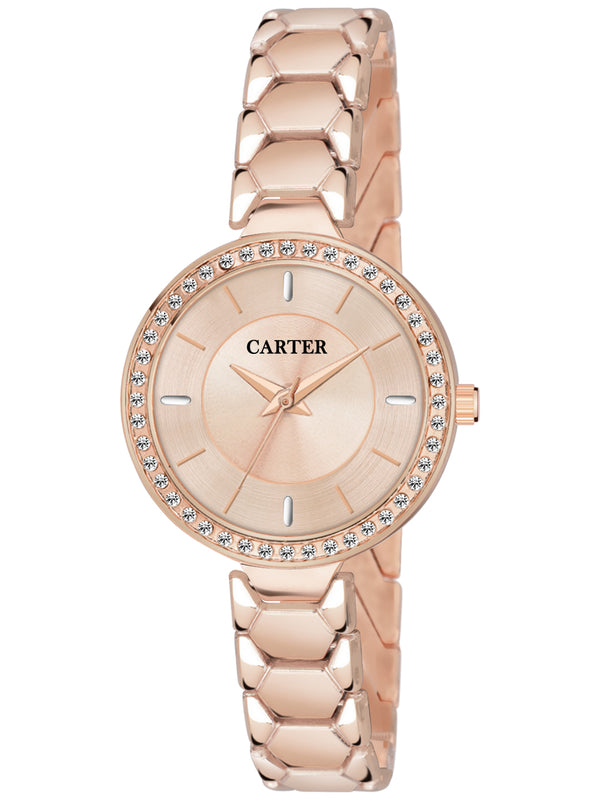 Sandy D Carter Metal Rose Gold Analogue Round Watches for Women_Sandy D Carter-120-RG