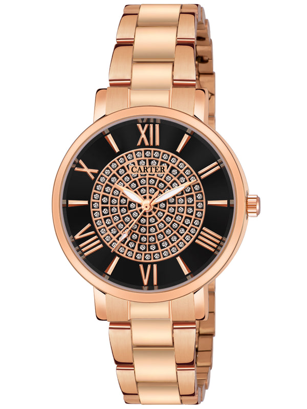 Sandy D Carter Metal Rose Gold Analogue Round Watches for Women_Sandy D Carter-155-WH