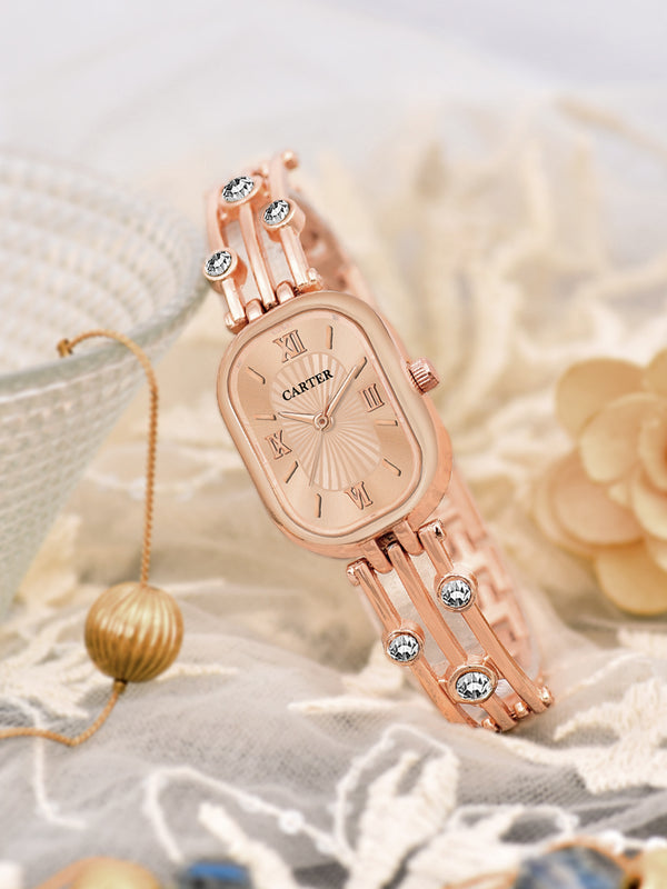 Sandy D Carter Metal Rose Gold Analogue Rectangular Watches for Women_Sandy D Carter-124-RG