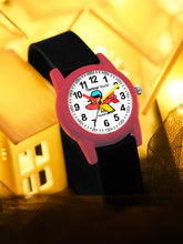 Fantasy World Silicone Black Round Analog Watch For Kids-Unisex 2133-PK