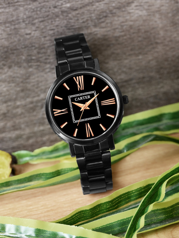 Sandy D Carter Metal Black Analogue Round Watches for Women_Sandy D Carter-167-BK
