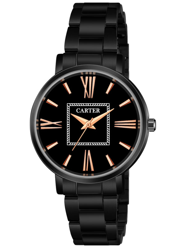 Sandy D Carter Metal Black Analogue Round Watches for Women_Sandy D Carter-167-BK