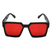 Celebrity Black Plastic Frame With Red UV Protected Lens Rectangular Sunglasses for Men & Women_CLIMB-08