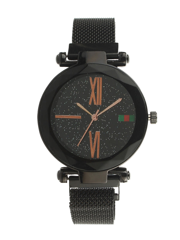 Fluid  Black Round Allow Strap Analog Watches for Women FLWatch24-Mag-02-BK