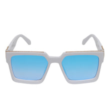 Celebrity White Plastic Frame With Blue UV Protected Lens Rectangular Sunglasses for Men & Women_EDDY-05
