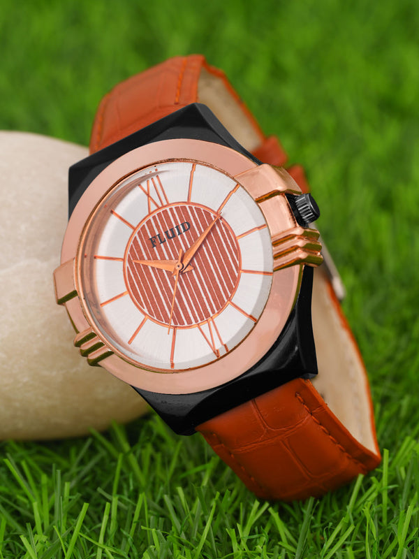 FLUID Tan Leather Strap Watches For Men FLWatch23-021-SL02
